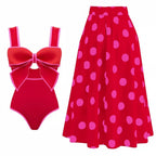 Women's Swimsuit with Fashionable Arch Design and Matching Skirt