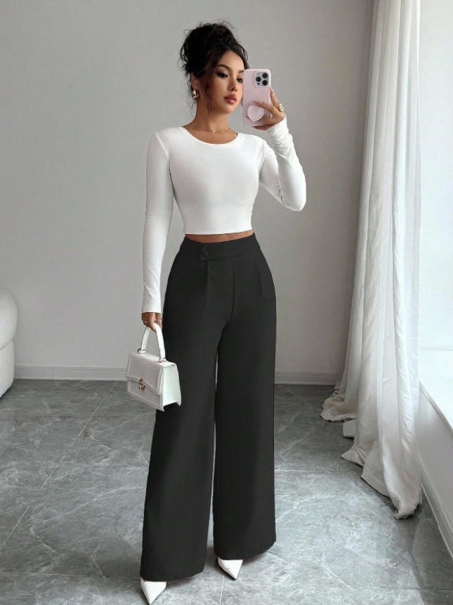 High-Waisted Elegant Soft Trousers