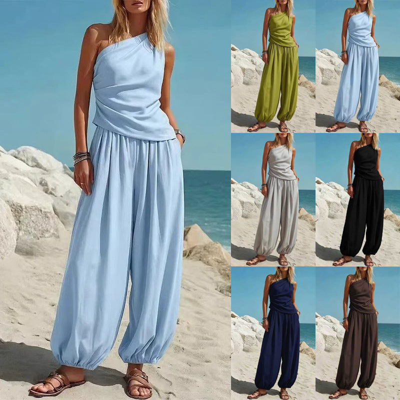 Women's Elegant One-Shoulder Jumpsuit with Flowing Cut