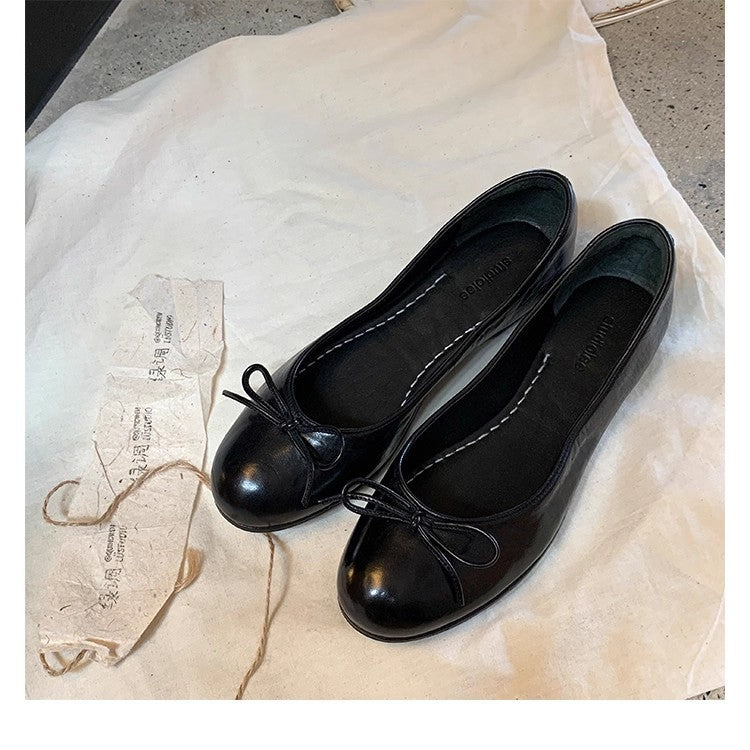 Women's Ballet Flats with Decorative Bow and Ergonomic Insole
