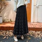 Women's Maxi Skirt with Ribbed Design and Elastic Waistband