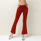 Women's Flared Leggings with Cut-Out Design