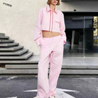 Women's Two-Piece Set with Crop Top and Wide Trousers