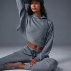 Women's Relaxed Crop Sweatshirt and Jogger Set