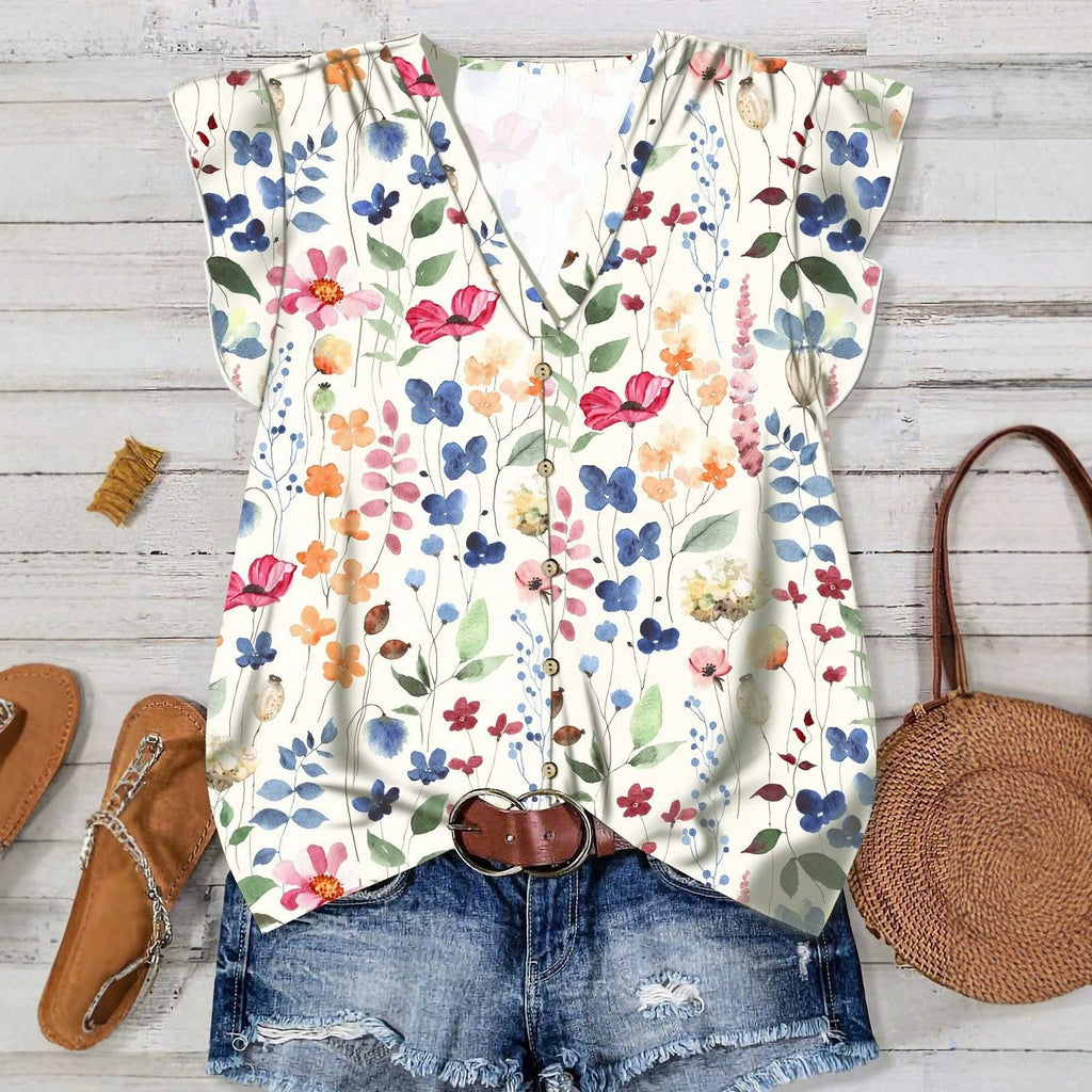 Women's Blouse with Floral Pattern