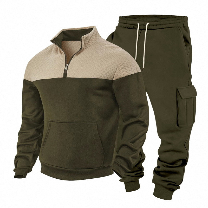 Men's Leisure Training Suit with Quilted Details