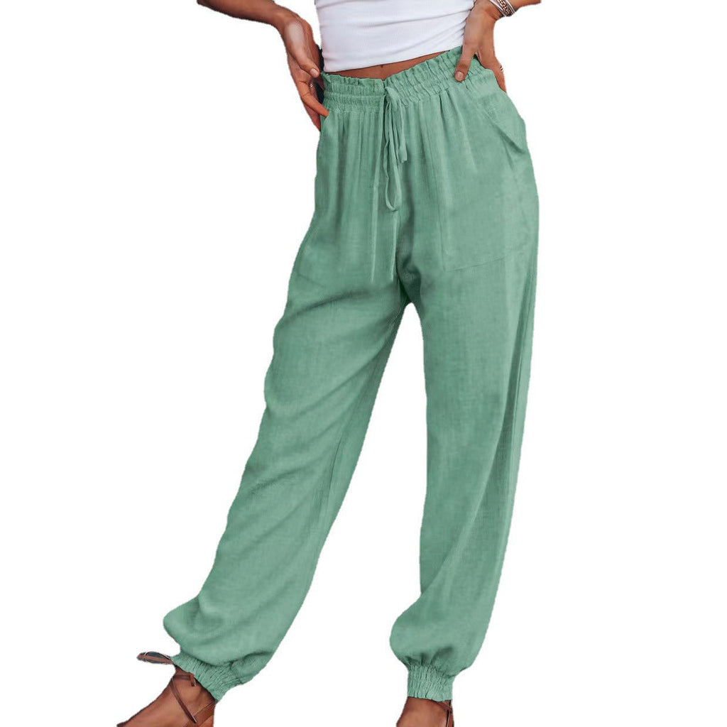 Women's Comfortable Casual Pants with Elastic Waistband and Pockets