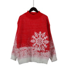Women's Festive Knit Sweater with Winter Snowflake Motif