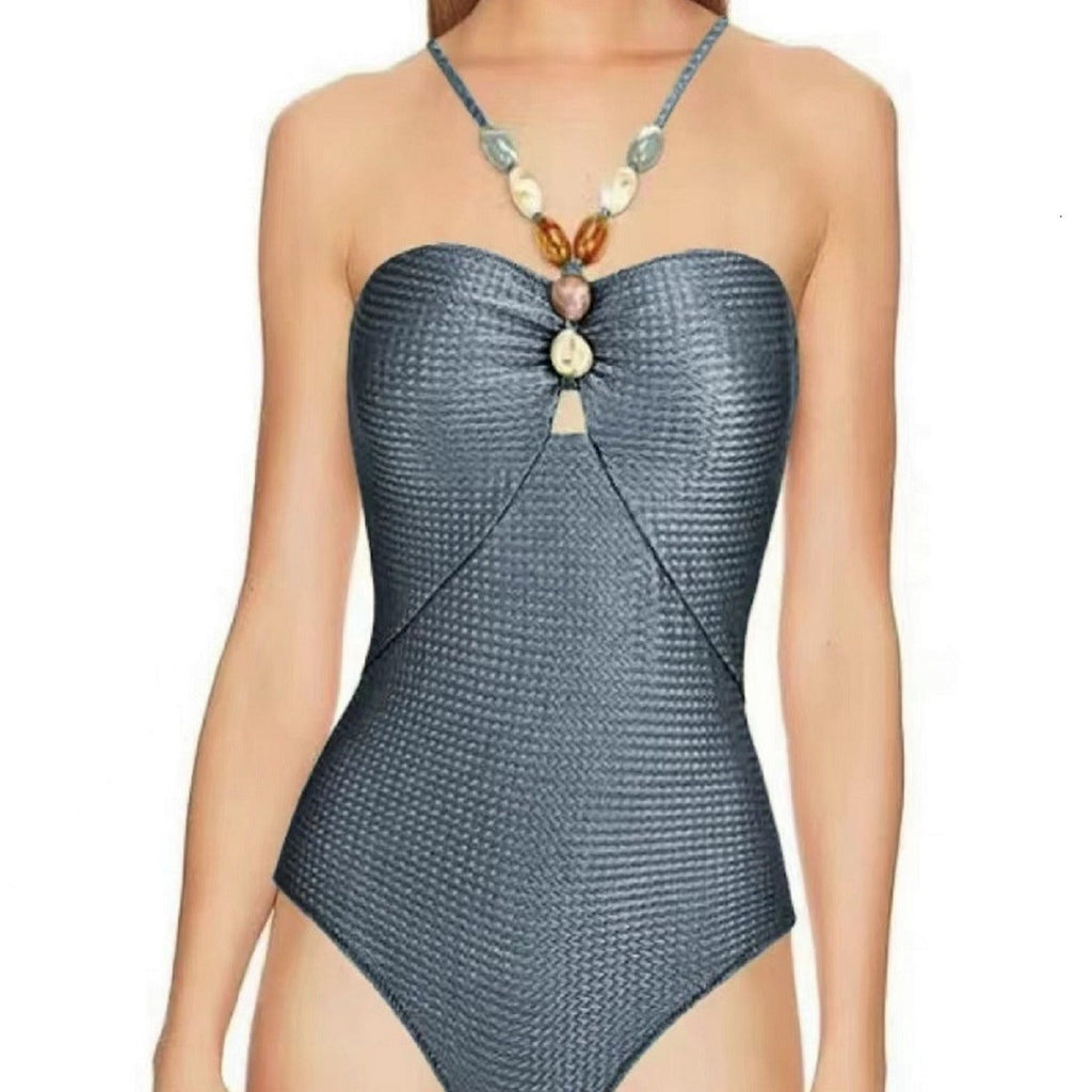 Women's Swimsuit with Elegant Wrap Skirt and Decorative Details