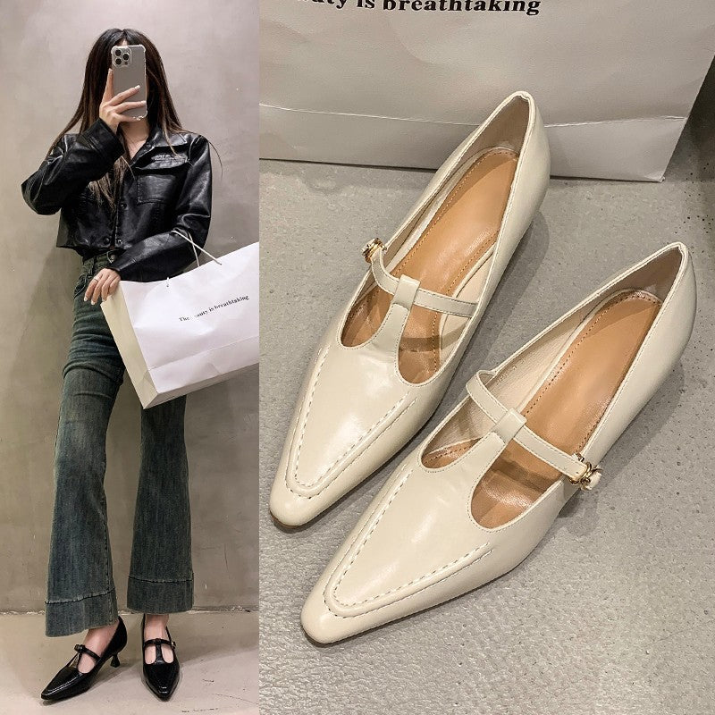 Women's Pointed-Toe Ballet Flats with Strap