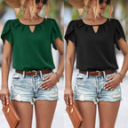 Women's Blouse with Flowing Cut and Playful Ruffle Details