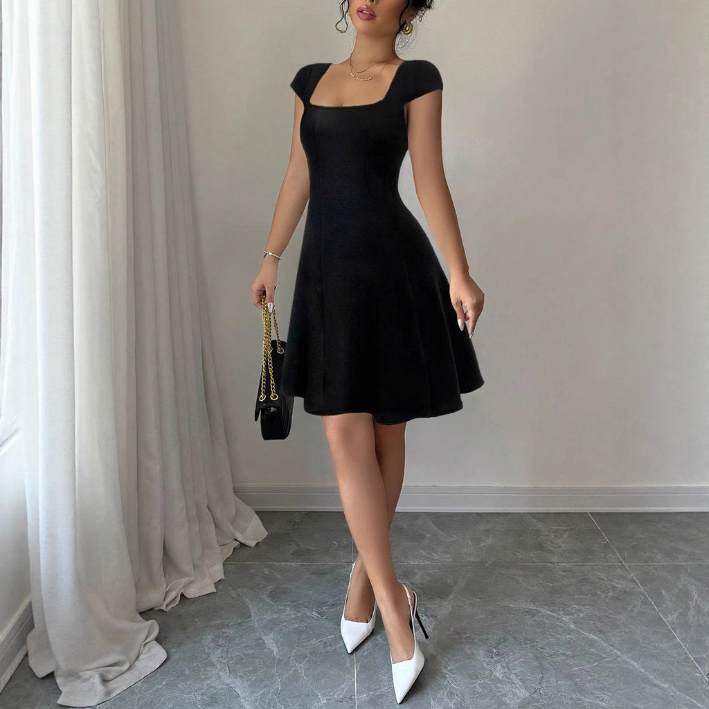 Women's Sleeveless A-Line Dress with Square Neckline