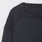 Women's Elegant Oversized Knit Sweater with Wide Round Neck