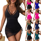 Women's Swim Dress with Ruffle Details and Adjustable Straps