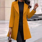 Women's Elegant Wool Coat with Structured Fit and Double-Button Closure