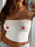 Women's Bandeau Top with Bold Statement Print