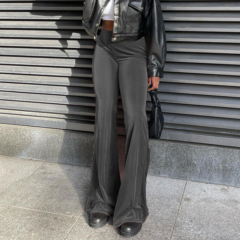 Women's Elegant High-Waisted Flare Trousers
