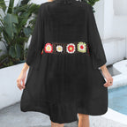 Women's Elegant Beach Cover-Up with Floral Crochet Pattern