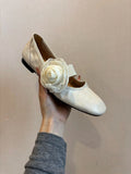Women's Ballet Flats with Floral Decor and Elastic Strap