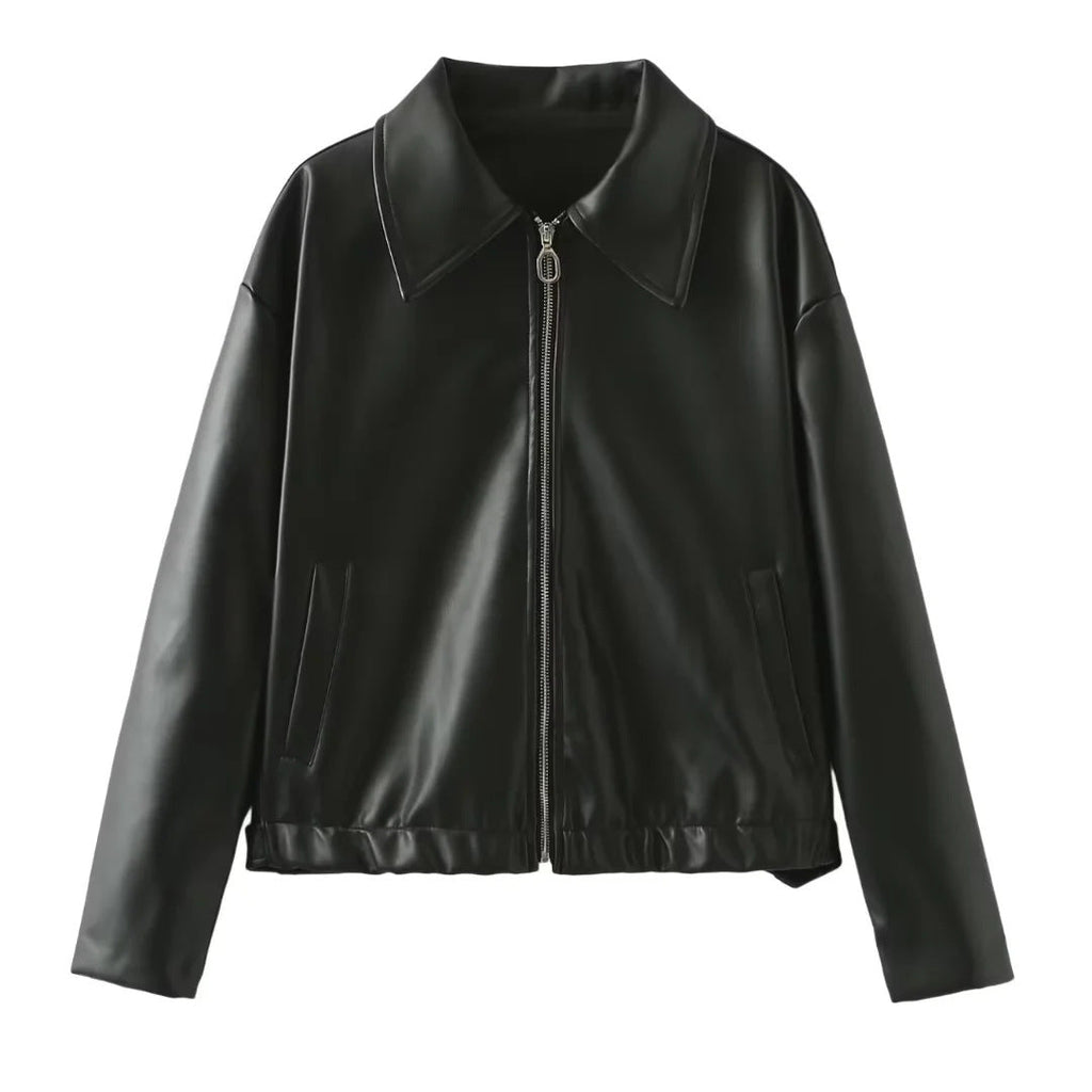 Women's Elegant Faux Leather Jacket
