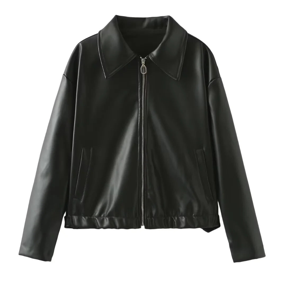 Women's Elegant Faux Leather Jacket
