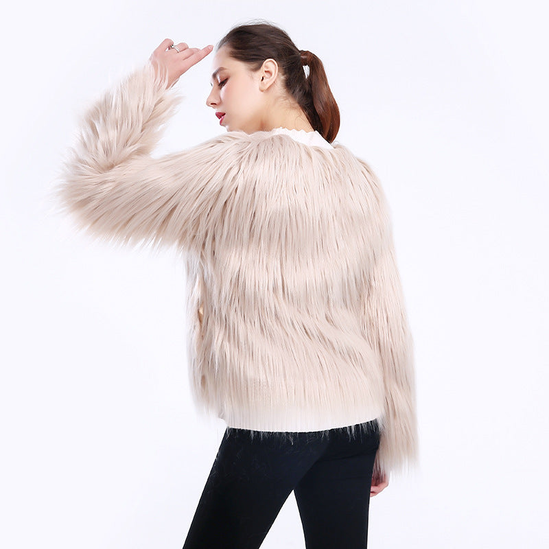 Women's Cozy Faux Fur Open-Front Long-Sleeve Coat