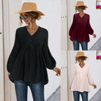 Women's Blouse Shirt with Button Details and Loose Fit