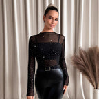 Women's Sheer Functional Shirt with Glitter Details