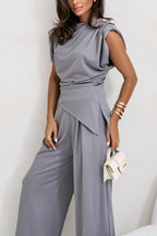 Women's Elegant Asymmetric Wide-Leg Jumpsuit