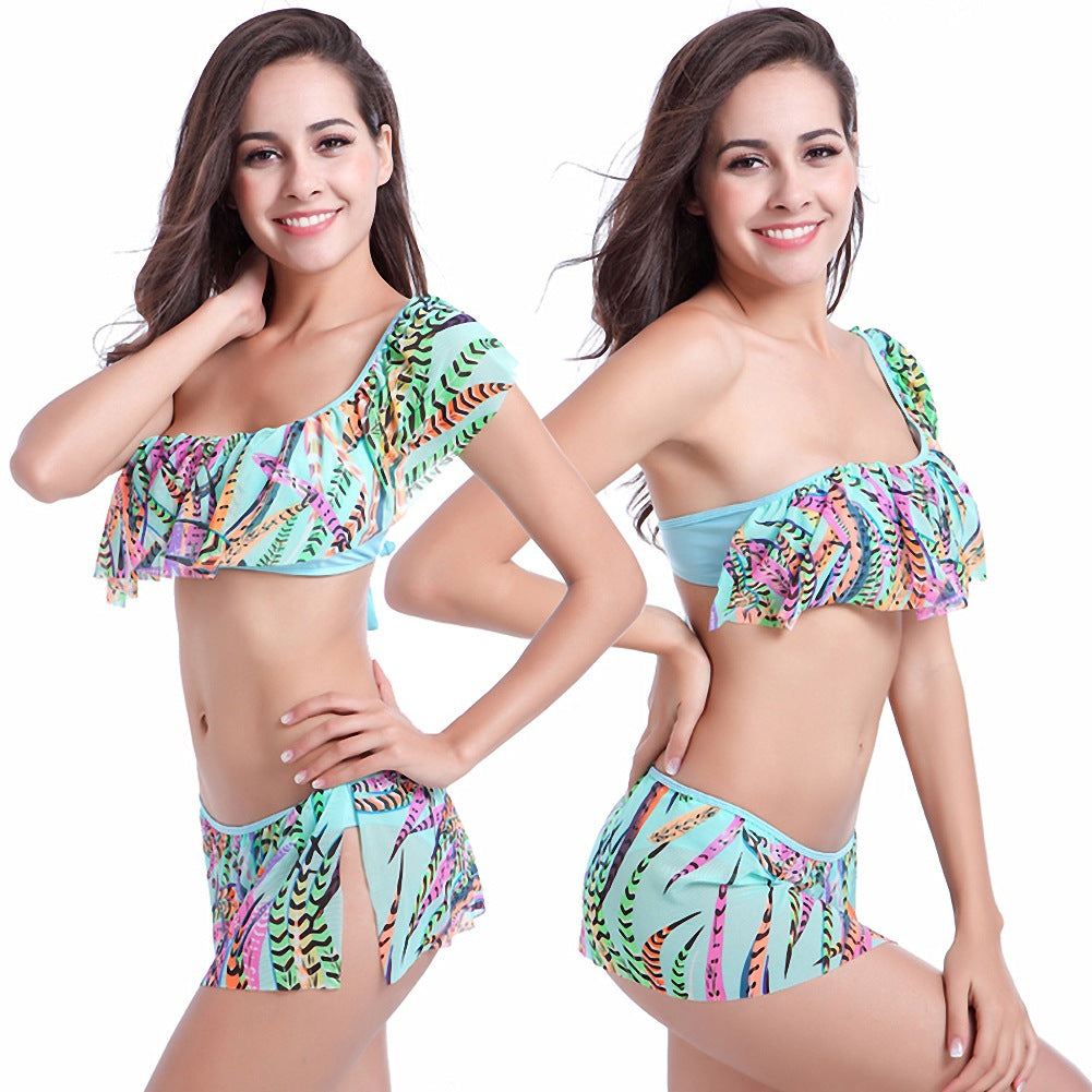 Women's Swim Top with Voluminous Ruffle Details