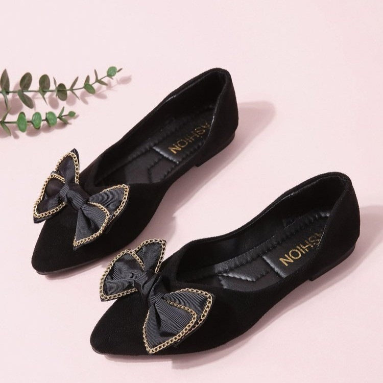 Women's Ballet Flats with Elegant Bow Design