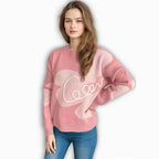 Women's Cozy Pullover with Creative Lettering and Modern Design
