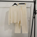 Women's Casual Knit Loungewear Set with Deep V-Neck and Pockets
