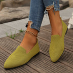 Women's Breathable Knit Slip-Ons with V-Neck Detail