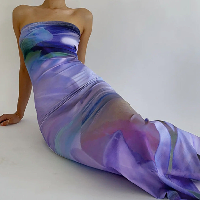 Women's Bodycon Maxi Dress with Off-the-Shoulder Design and Gradient