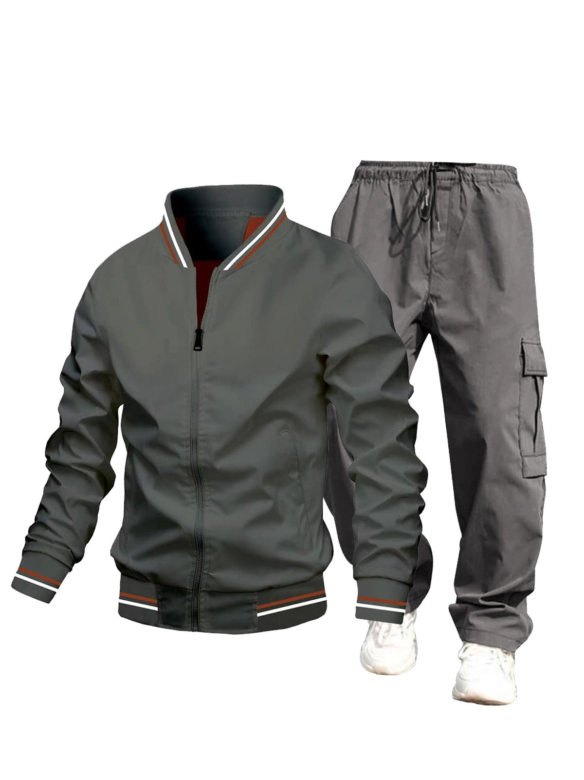 Men's sporty jacket and cargo pants set
