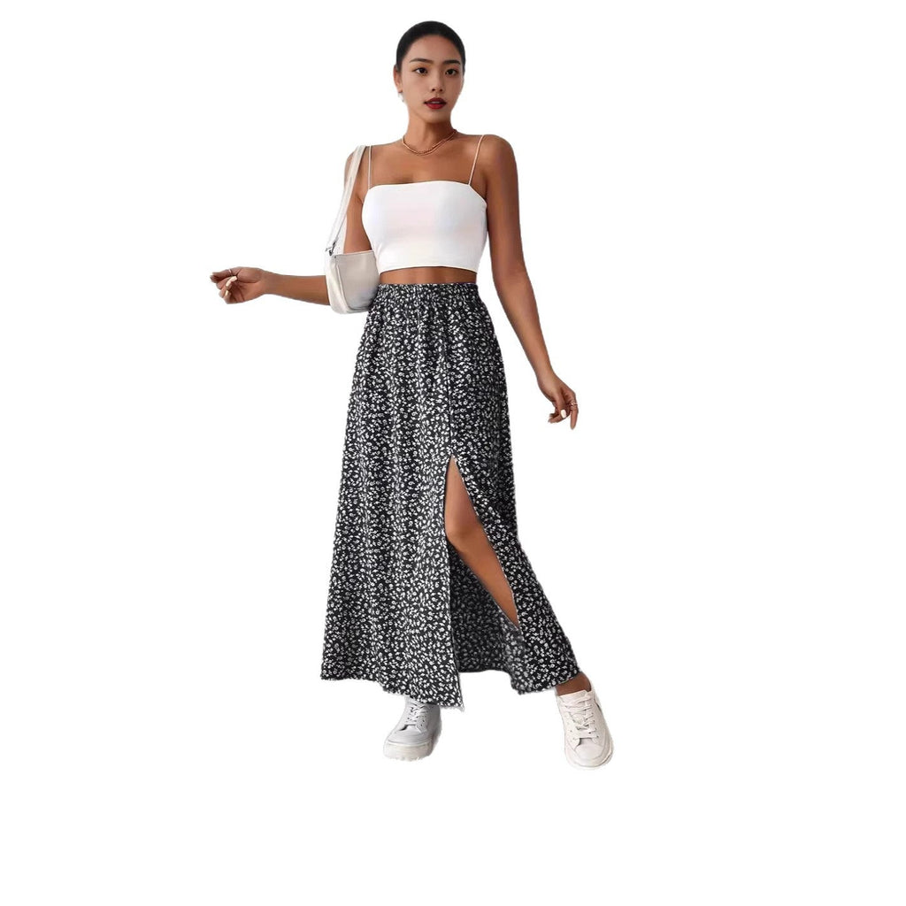 Women's Floral Maxi Skirt with Slit