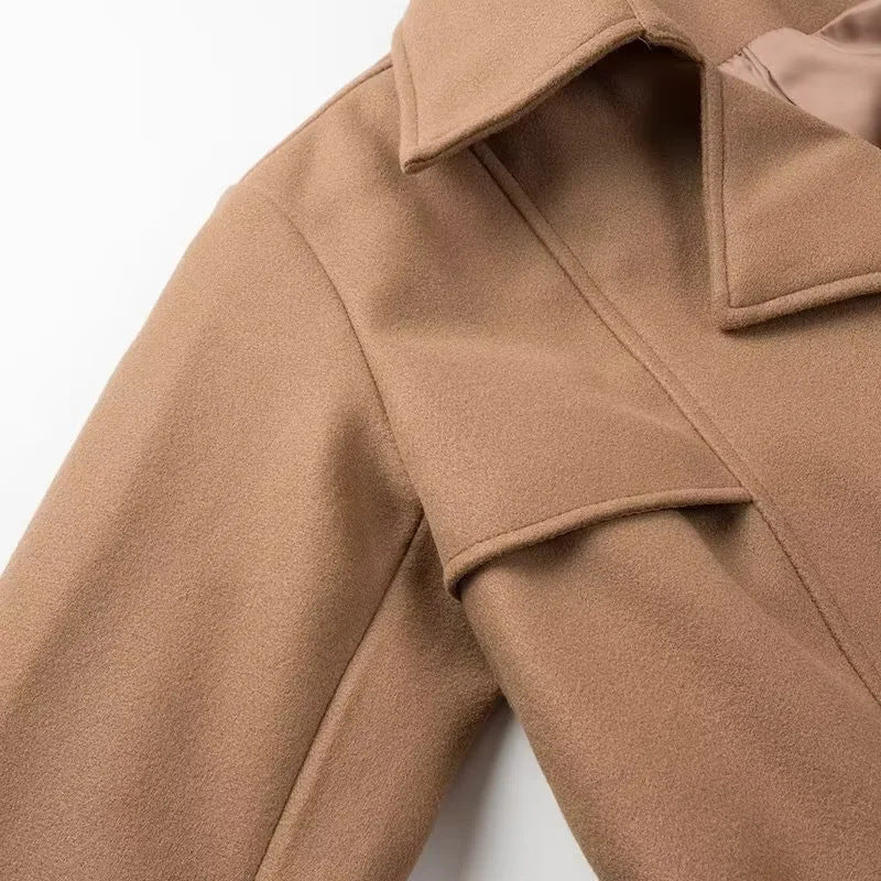 Women's Elegant Trench Coat with Epaulets and Waist Belt