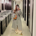 Elegant Long Jacket with Detachable Sleeves