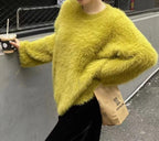Women's Fluffy Pullover with Casual Fit and High Crew Neck
