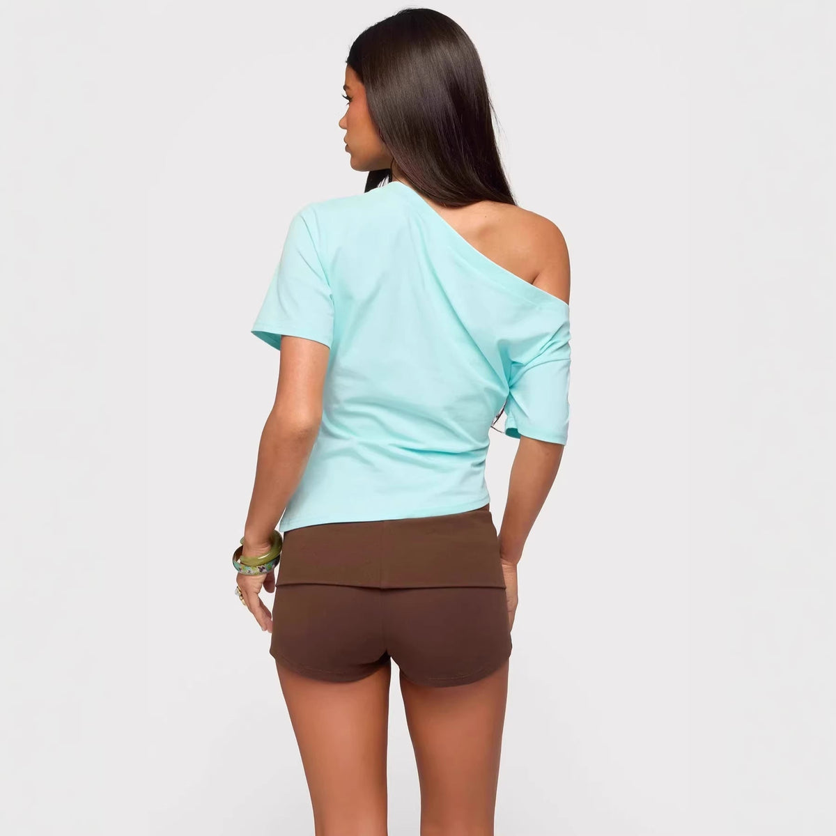 Women's Asymmetrical Off-the-Shoulder Short Sleeve Top