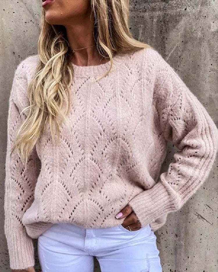 Women's Elegant Knit Sweater with Delicate Pattern