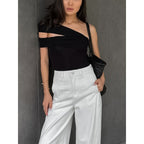 Women's Asymmetrical Top with Elegant Wrap Detail