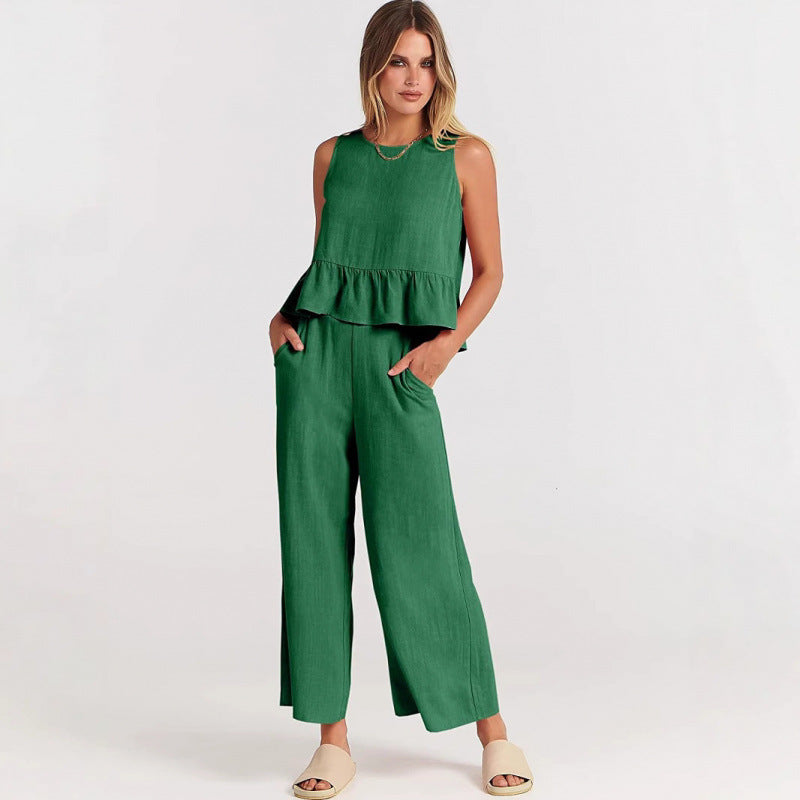 Casual Jumpsuit with Voluminous Bodice and Side Pockets