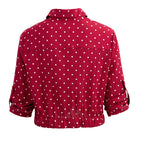 Women's Short Sleeve Knot Shirt with Polka Dot Pattern