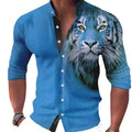 Women's Shirt with Animal Print and Stand-Up Collar