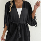 Women's Elegant Beach Poncho with Tassels