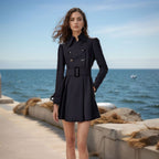 Women's Elegant Trench Coat with Tailored Cut and Decorative Buttons