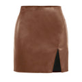 Women's Mini Skirt in High-Quality Imitation Leather with Side Slit