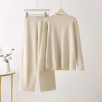 Elegant Long-Sleeve Top and Palazzo Pants Set